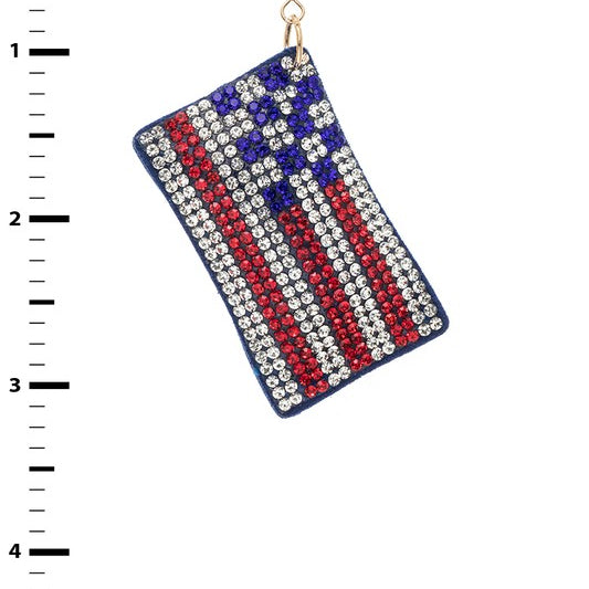 USA Flag Rhinestone Iconic Pillow Earrings