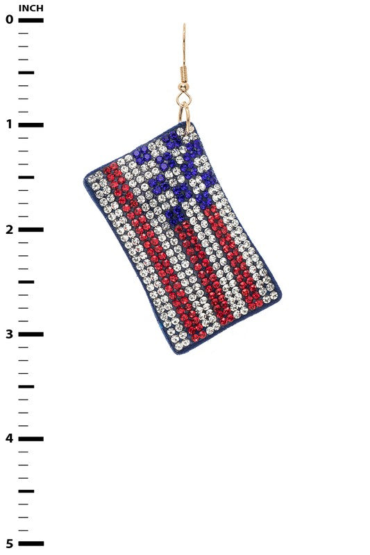 USA Flag Rhinestone Iconic Pillow Earrings