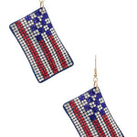 USA Flag Rhinestone Iconic Pillow Earrings