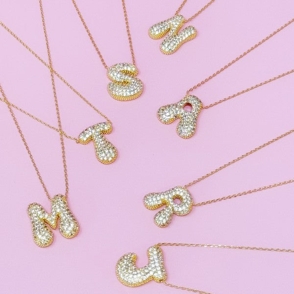 Crystal Bubble Initial Necklace