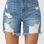 High Waisted Distressed Denim Shorts