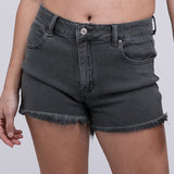 Acid Washed Frayed Cutoff Hem Shorts