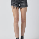 Raw Hem Denim Shorts with Pockets