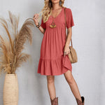 Curvy Line- V Neck Short Sleeve Dress