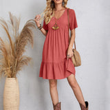 Curvy Line- V Neck Short Sleeve Dress