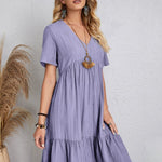 Curvy Line- V Neck Short Sleeve Dress