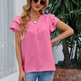 V-Neck Flounce Sleeve Blouse