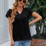 V-Neck Flounce Sleeve Blouse