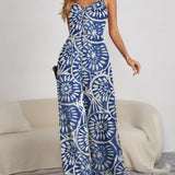 Floral Spaghetti Strap Wide Leg Jumpsuit