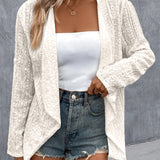 Eyelet Roll-Tab Sleeve Cardigan