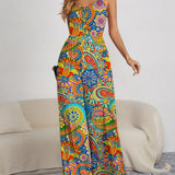 Floral Spaghetti Strap Wide Leg Jumpsuit