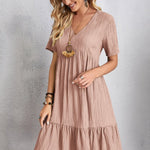 Curvy Line- V Neck Short Sleeve Dress