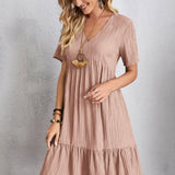 Curvy Line- V Neck Short Sleeve Dress