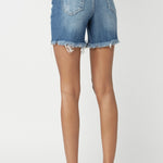 High Waisted Distressed Denim Shorts