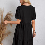 Curvy Line- V Neck Short Sleeve Dress