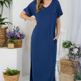 PLUS SOLID RHINESTONE MAXI DRESS