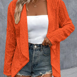 Eyelet Roll-Tab Sleeve Cardigan