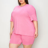 Basic Bae Full Size V-Neck Drop Shoulder T-Shirt and Shorts Set