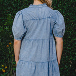 Washed Tiered Mini Denim Dress