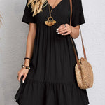 Curvy Line- V Neck Short Sleeve Dress