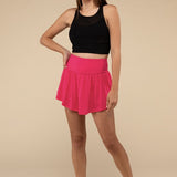 Wide Band Tennis Skirt with Zippered Back Pocket