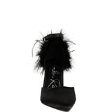 Palmetta Fur Detail Block Heel Sandals