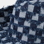 Checkered Fringe Denim Cowboy Hat