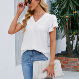 V-Neck Flounce Sleeve Blouse