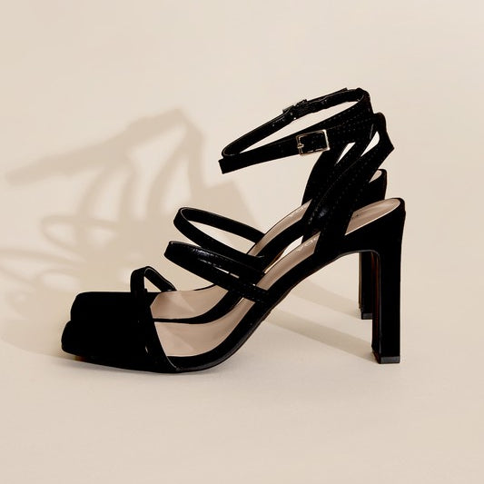 Square Toe Ankle Strap Heels