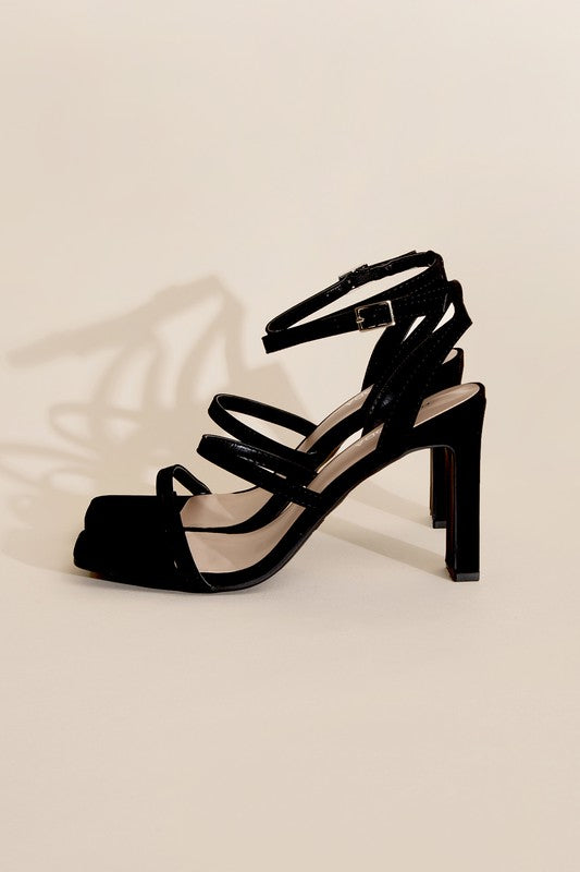 Square Toe Ankle Strap Heels