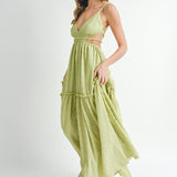 Cutout Waist Backless Maxi Dress