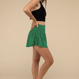 Wide Band Tennis Skirt with Zippered Back Pocket