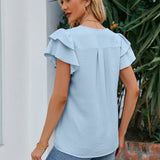 V-Neck Flounce Sleeve Blouse