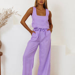 Square Neck Sleeveless Top and Pants Set