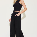 Basic Bae Full Size Ribbed Tank and Wide Leg Pants Set