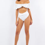 TWO PIECE TOP RUFFLE SHOULDER WITH TWISTED DESIGN