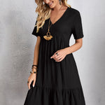 Curvy Line- V Neck Short Sleeve Dress