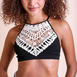 Crochet Lace High Neck Bralette