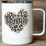 Mama Leopard Heart Travel Mug
