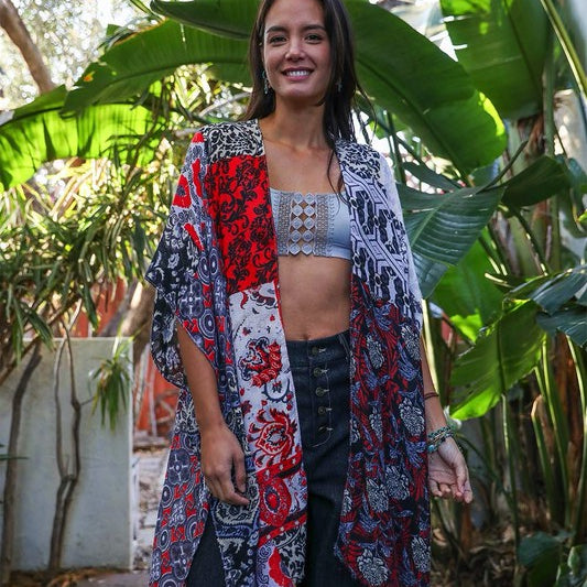 Boho Floral Patchwork Kimono