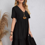 Curvy Line- V Neck Short Sleeve Dress