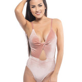 SOLID PINK VELVET ONE PIECE WITH CUTOUT DETAIL