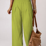 Smocked High Waist Wide Leg Pants