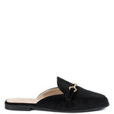 Velvet Buckled Flat Mules