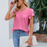 V-Neck Flounce Sleeve Blouse