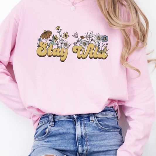 Stay Wild Floral Comfort Colors Long Sleeve PLUS