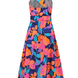 Ruched Printed Halter Neck Sleeveless Dress