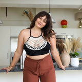 Plus Size Crochet Lace High Neck Bralette