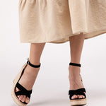 Criss Cross Ankle Strap Espadrille Platform Wedge Sandals