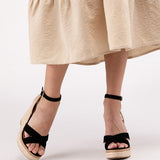 Criss Cross Ankle Strap Espadrille Platform Wedge Sandals